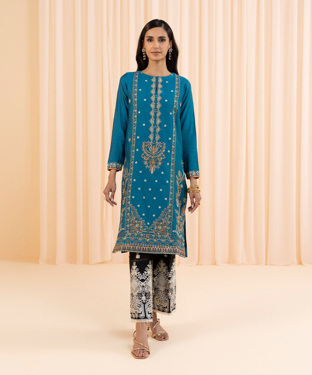 Embroidered Cotton Net Shirt