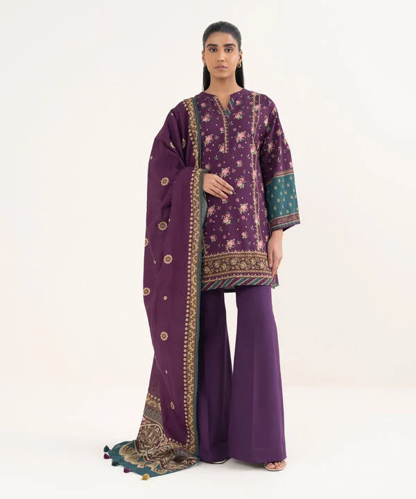 3 Piece - Printed Light Khaddar Suit