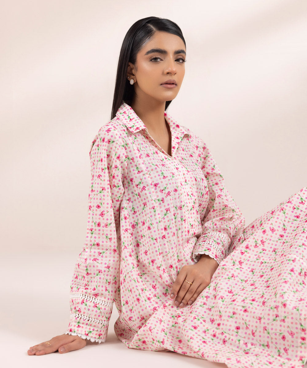 Printed Lawn Flared Shirt