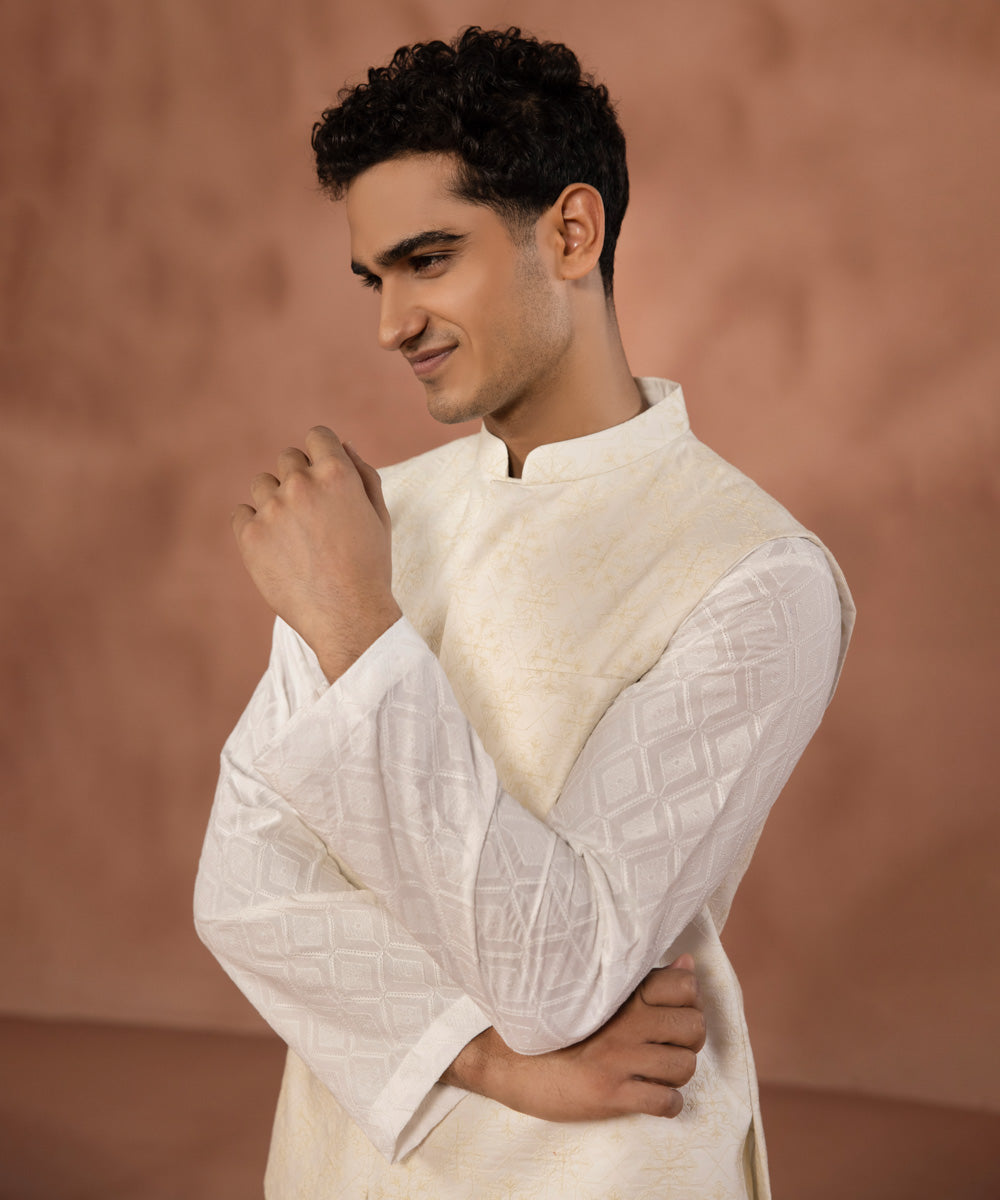Embroidered Cotton Schiffli Waistcoat
