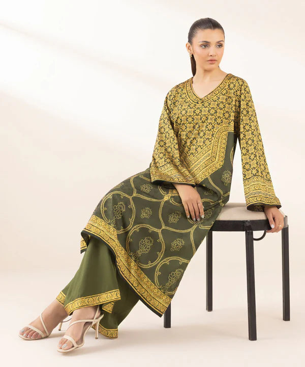2 Piece - Embellished Silk Suit