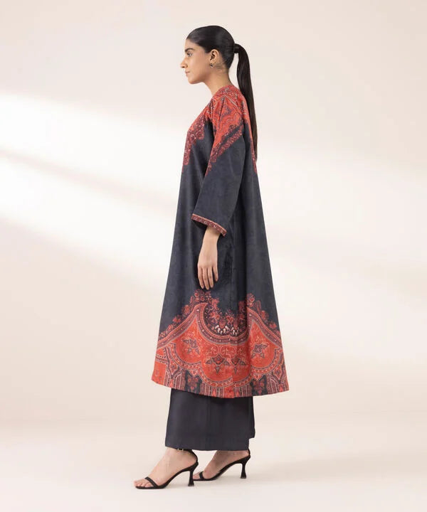3 Piece - Printed Silk Suit