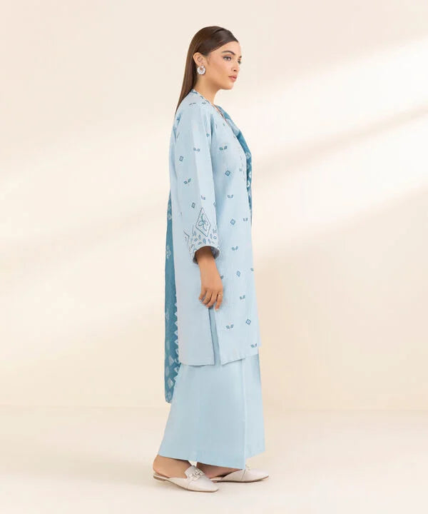 3 Piece - Embroidered Dobby Suit