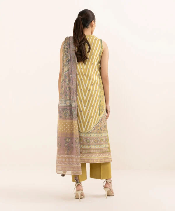 3 Piece - Printed Light Linen Suit