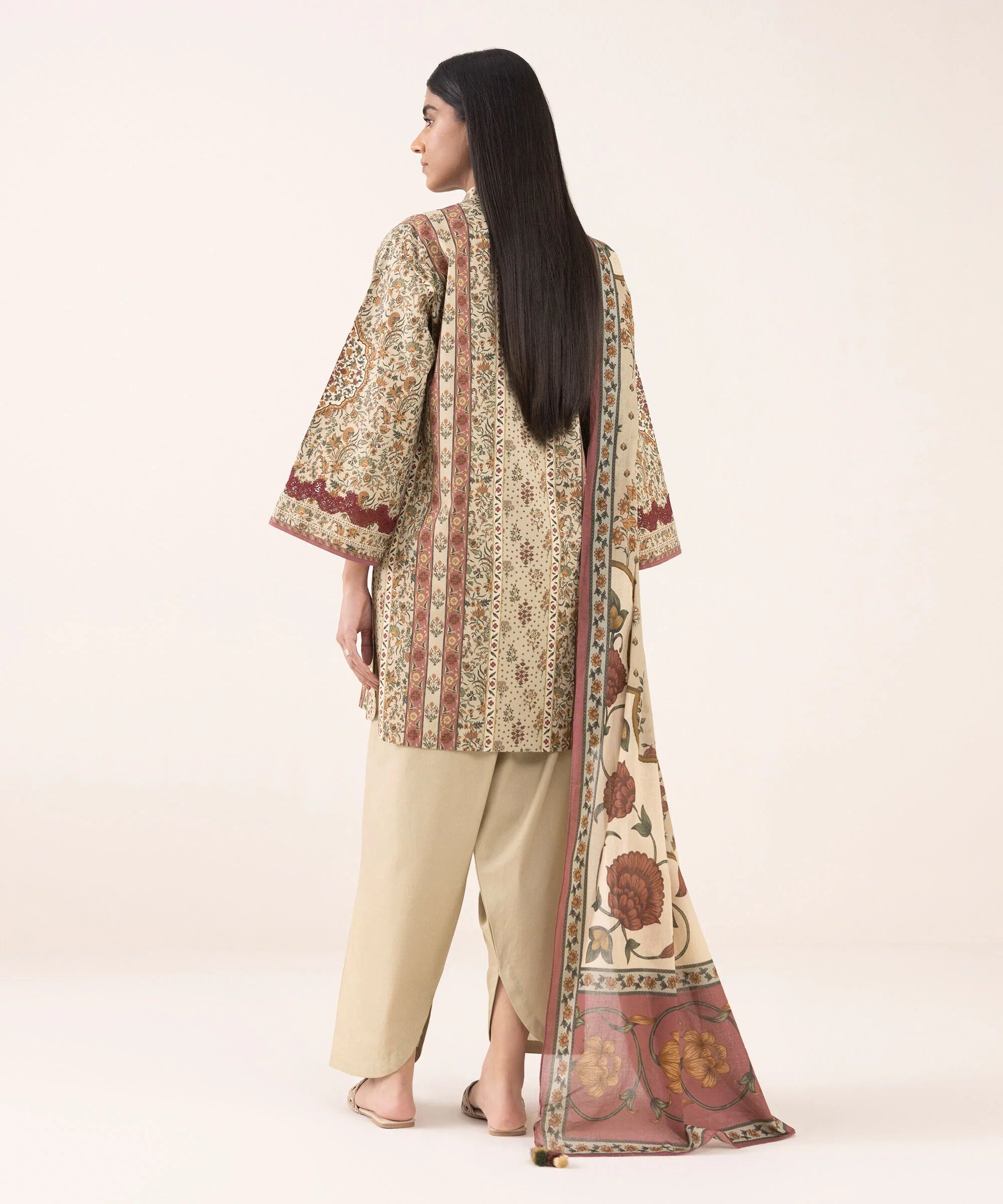 3 Piece - Printed Cotton Suit