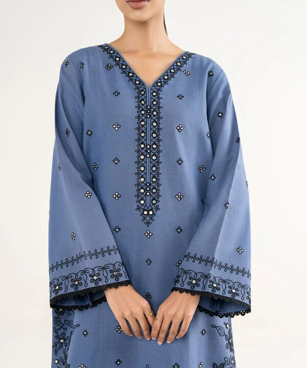 3 Piece - Embroidered Light Khaddar Suit