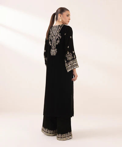 2 Piece - Embroidered Velvet Suit