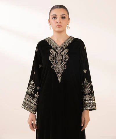 2 Piece - Embroidered Velvet Suit