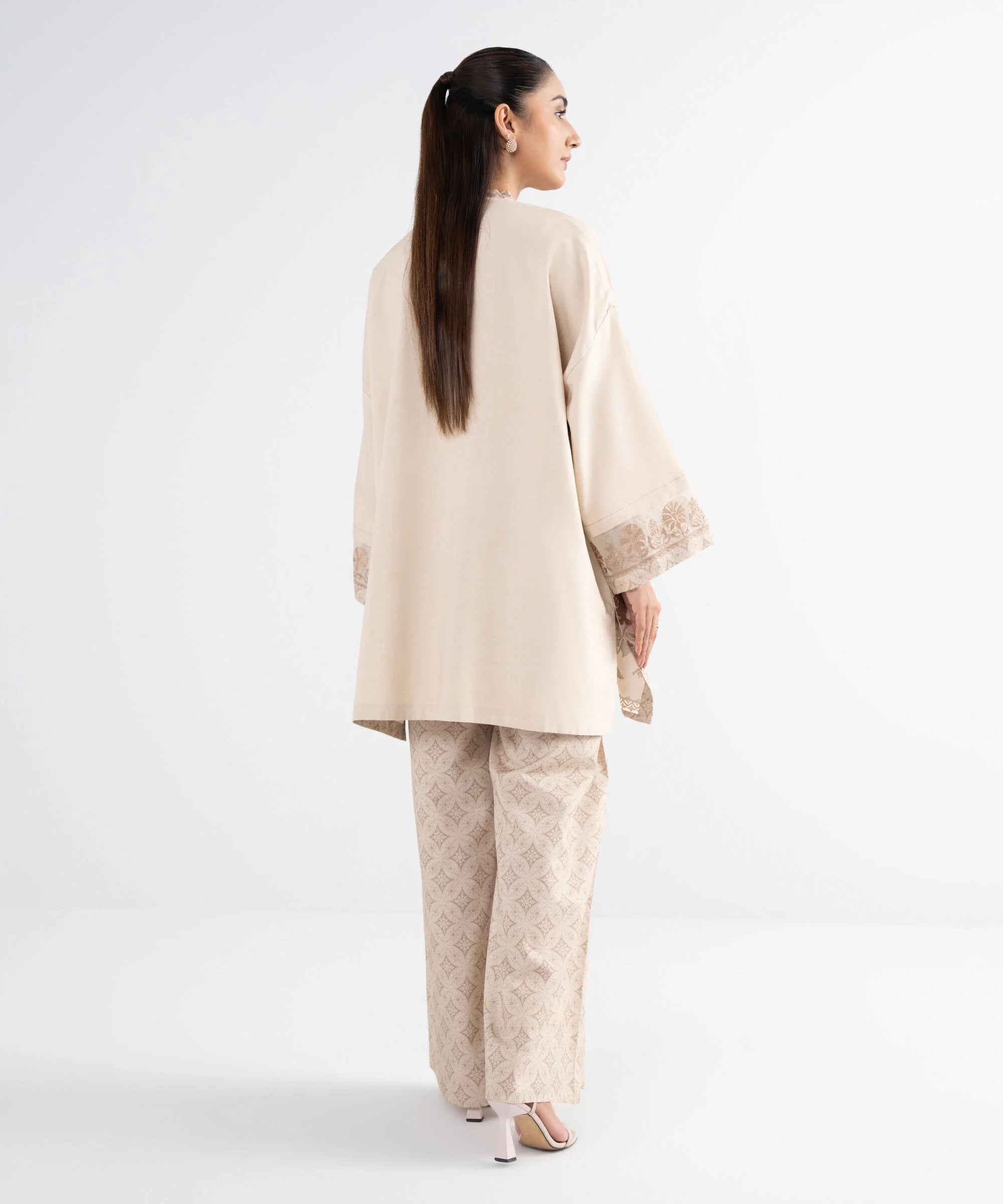 2 Piece - Embroidered Linen Suit