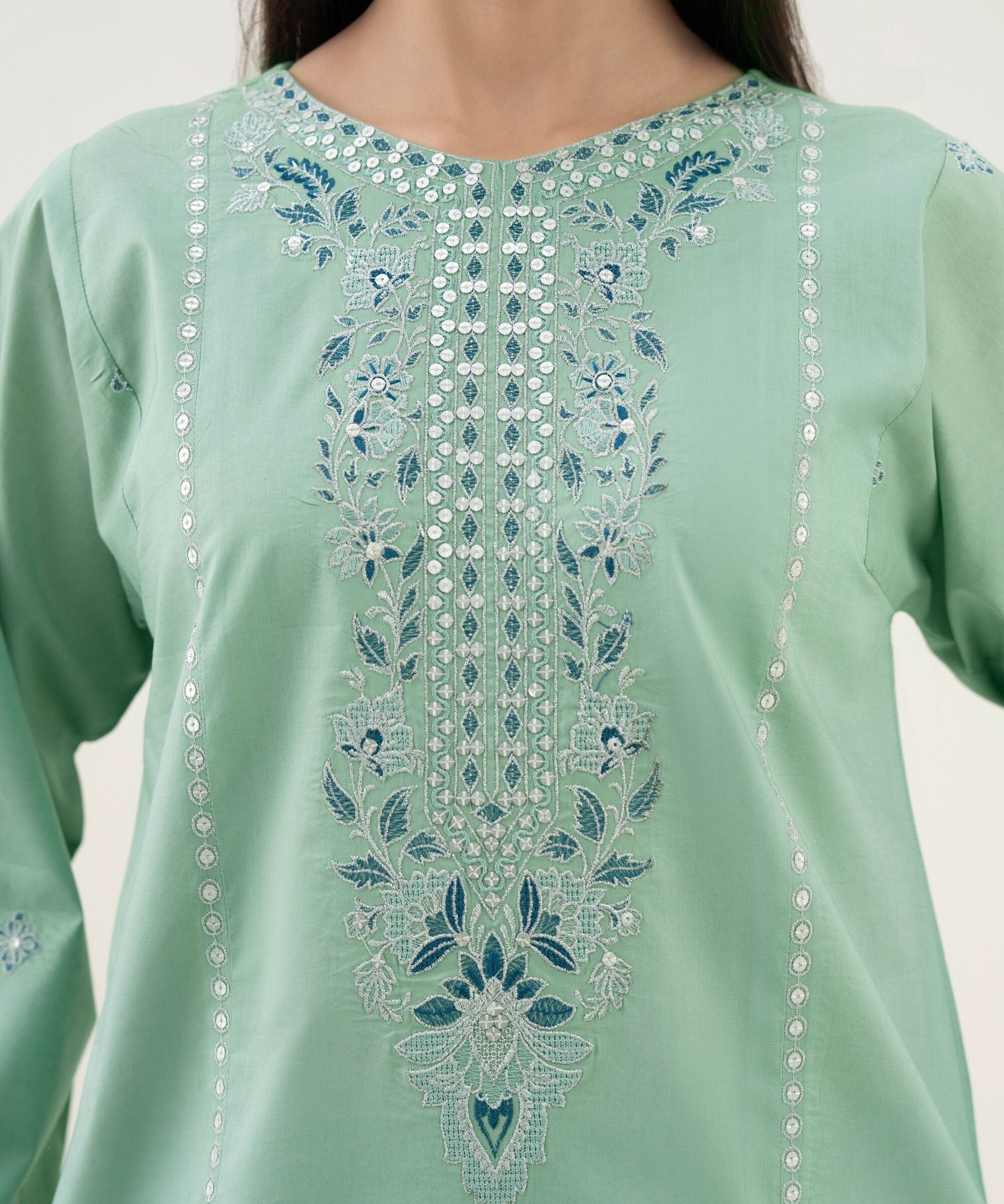 3 Piece - Embroidered Cotton Suit