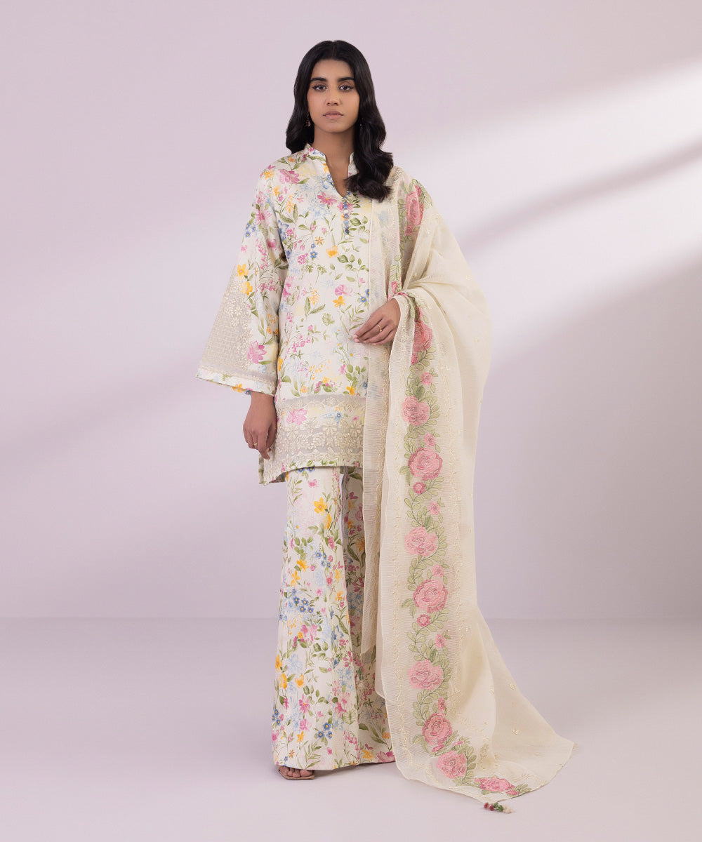 Embroidered Cotton Satin Shirt
