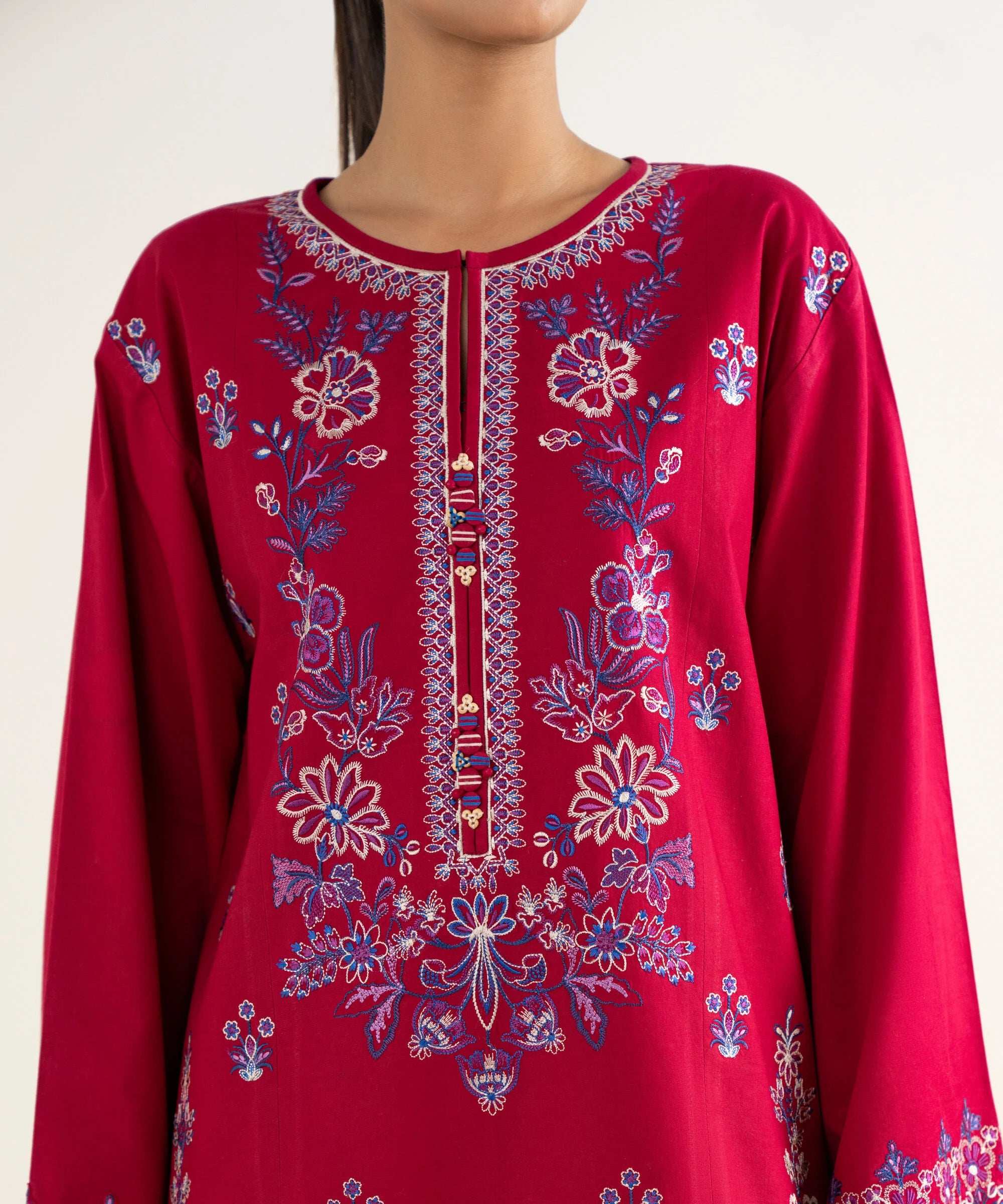 3 Piece - Embroidered Twill Suit
