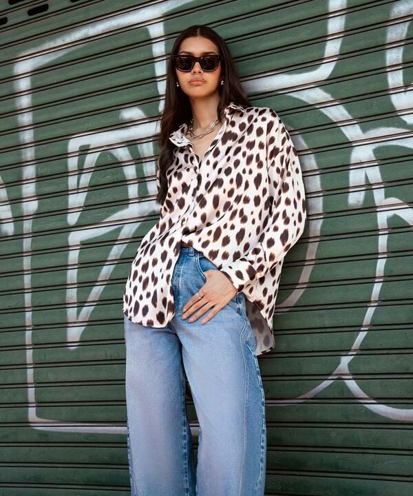 Animal Print Satin Shirt